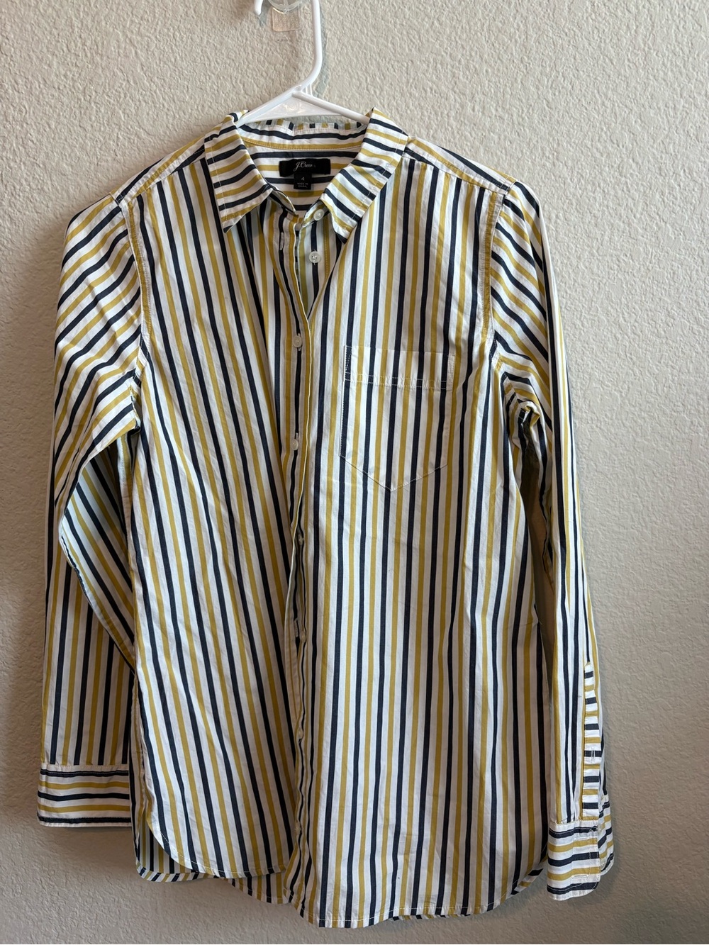J. Crew Men's Striped Button-Down Shirt in Yellow, Navy & White